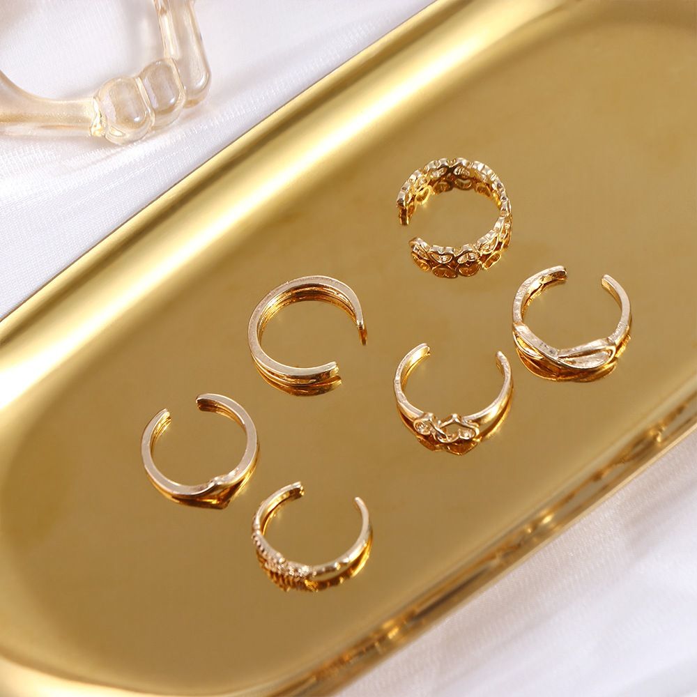 Ring Set Adjustable - Heart Shape White Copper Open Simplicity