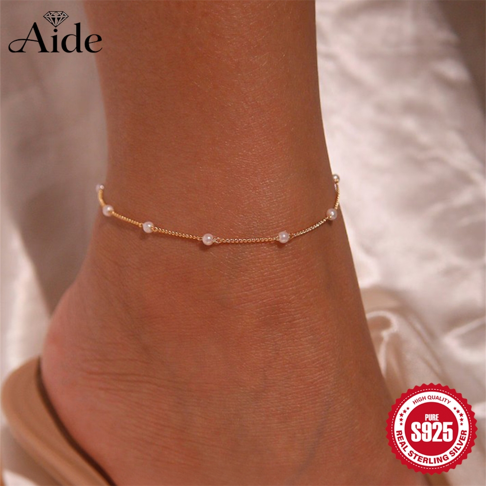 AIDE 925 Sterling Silver Pearl - огляд і ціна Beaded Anklet Chain