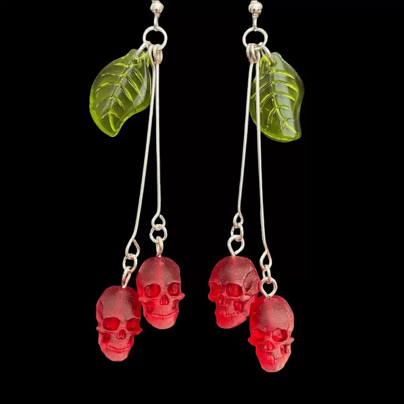 Gothic Skull Cherry Earrings f - огляд і ціна Women'S Vampire Accessories