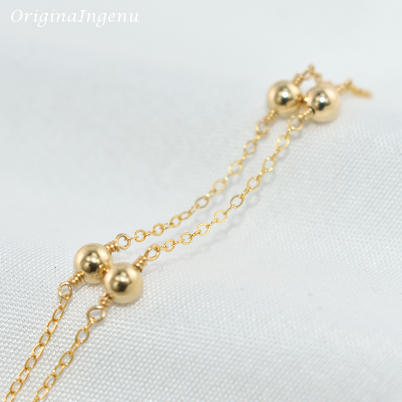 14K Gold Filled Beads Bracelet - огляд і ціна Beaded Anklet Chain