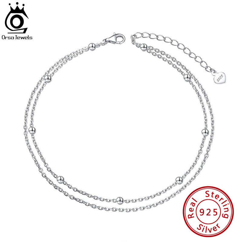 ORSA JEWELS Fashion 925 Sterli - огляд і ціна Beaded Anklet Chain
