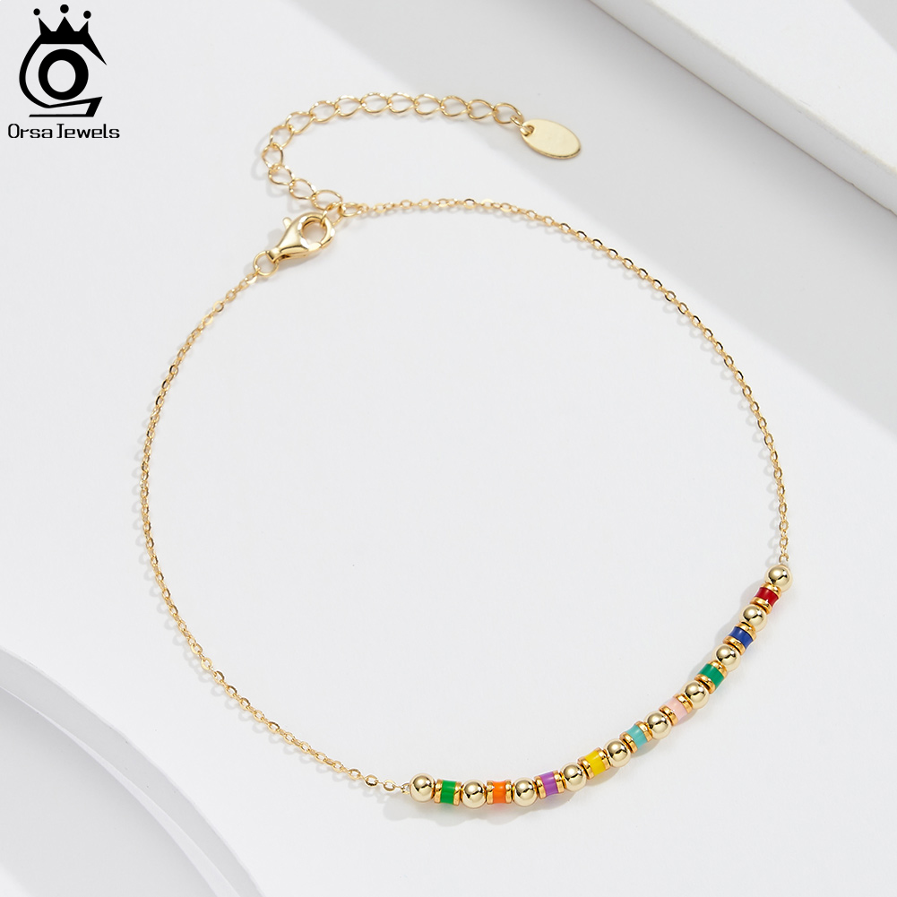 ORSA JEWELS 925 Sterling Silve - огляд і ціна Beaded Anklet Chain