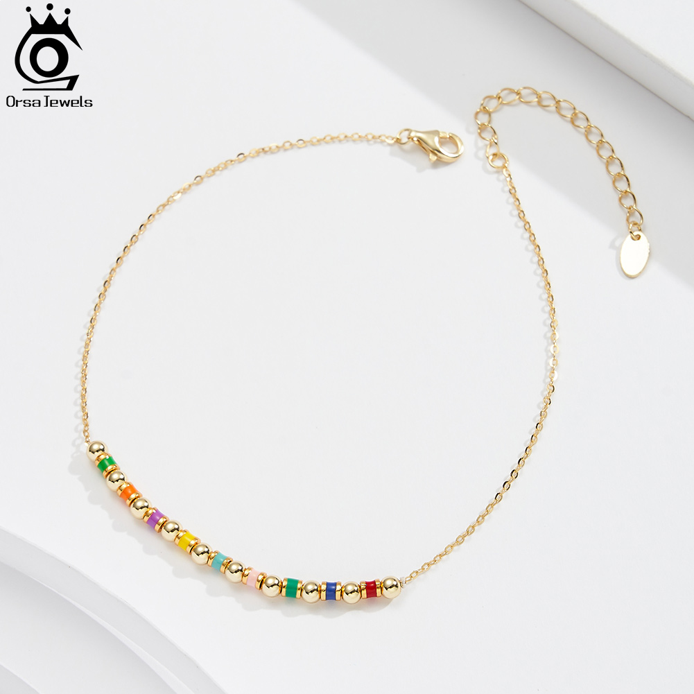ORSA JEWELS 925 Sterling Silve - огляд і ціна Beaded Anklet Chain