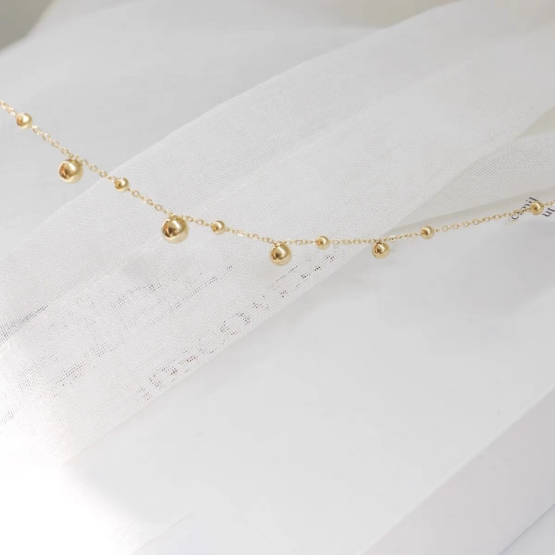 18k gold ball round bead ankle - огляд і ціна Beaded Anklet Chain