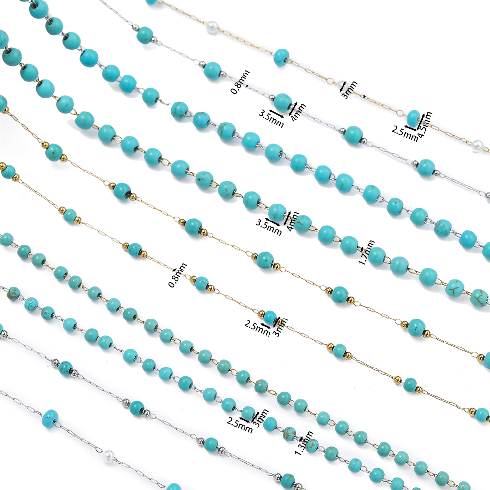 1M Stainless Steel Round Turqu - огляд і ціна Beaded Anklet Chain