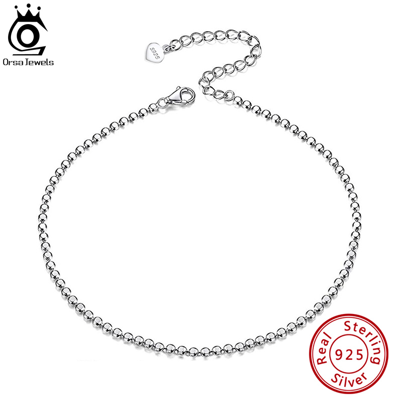 ORSA JEWELS Genuine 925 Sterli - огляд і ціна Beaded Anklet Chain