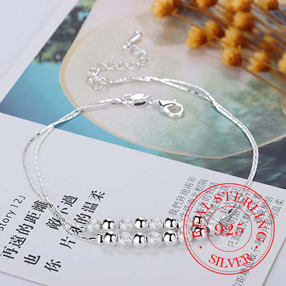 925 Silver Double Layer Beaded - огляд і ціна Beaded Anklet Chain