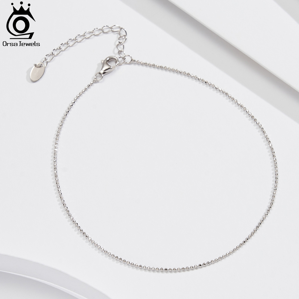 ORSA JEWELS 925 Sterling Silve - огляд і ціна Beaded Anklet Chain