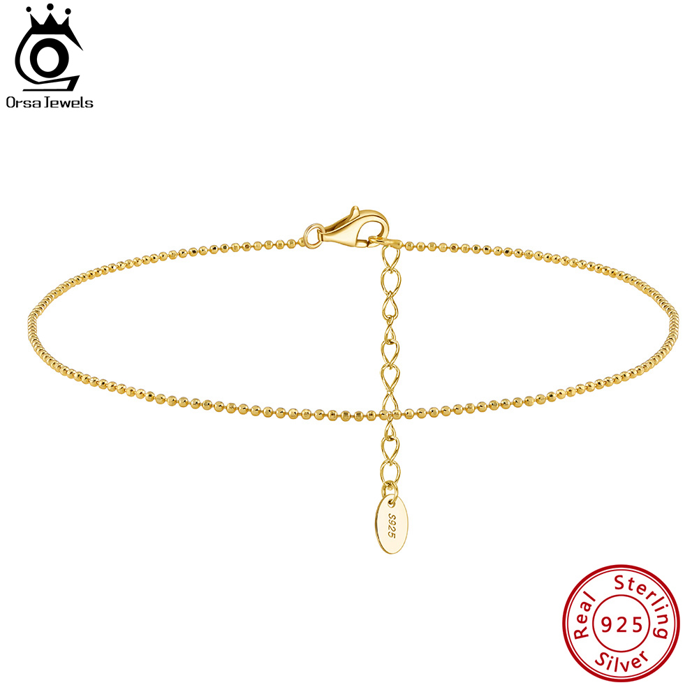 ORSA JEWELS 925 Sterling Silve - огляд і ціна Beaded Anklet Chain