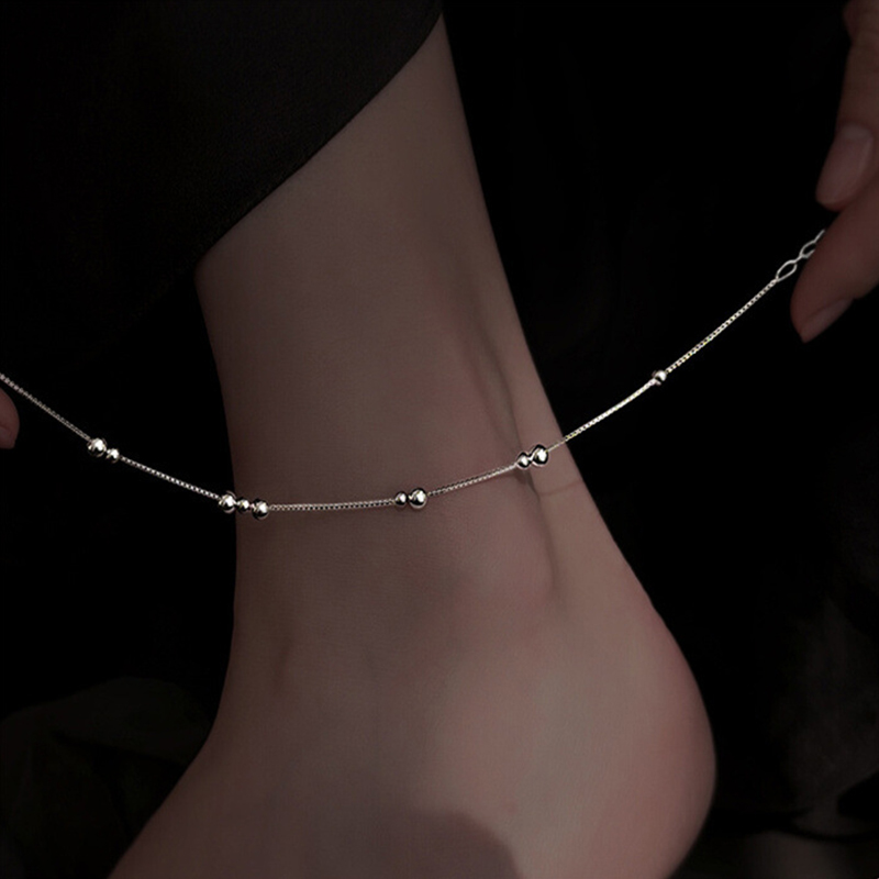 925 Sterling Silver Geometric  - огляд і ціна Beaded Anklet Chain