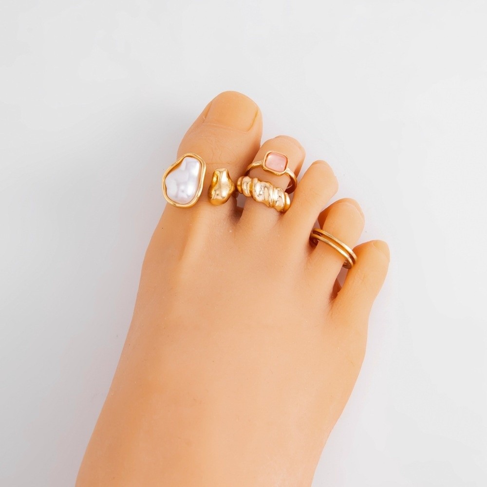 Irregular Pearl Toe Ring Set T - огляд і ціна Ring Set Adjustable